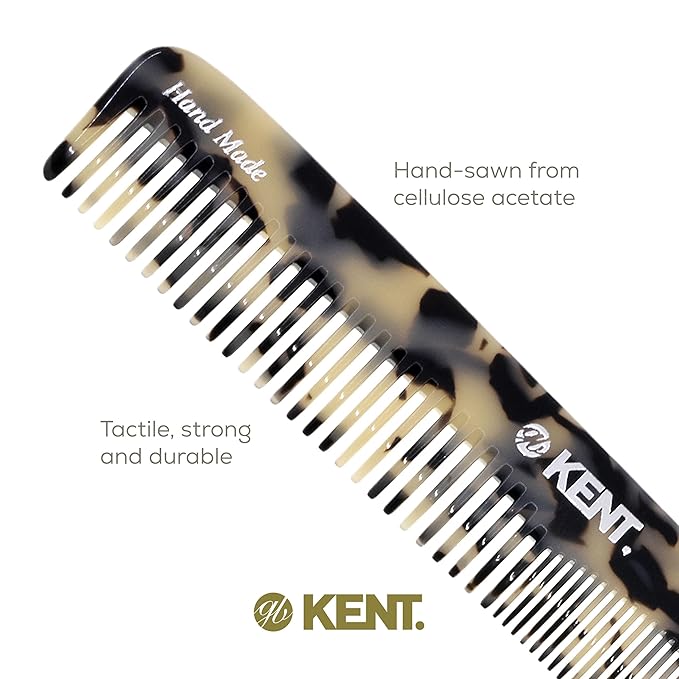 Kent 6T TW Fine Tooth and Wide Tooth Hair Comb, Handmade Styling Comb for Hair Care, Barber Combs, Beard Combs For Men, Styling Grooming for Men, Women and Kids