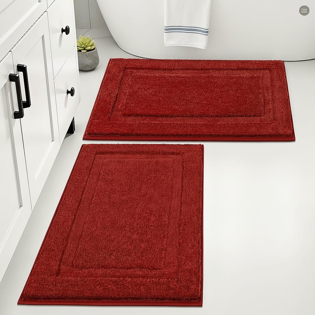 SHACOS Soft Microfiber Bathroom Rugs Set 2 Pieces with Toilet Rug