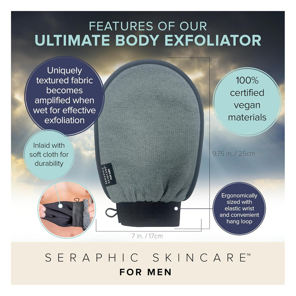 Seraphic Skincare Ultimate Body Exfoliating Mitt for Body, Exfoliating Glove & Body Scrubber for Shower Use, Deep Body Exfoliation, Dead Skin Removal & Self Tanner Washcloth
