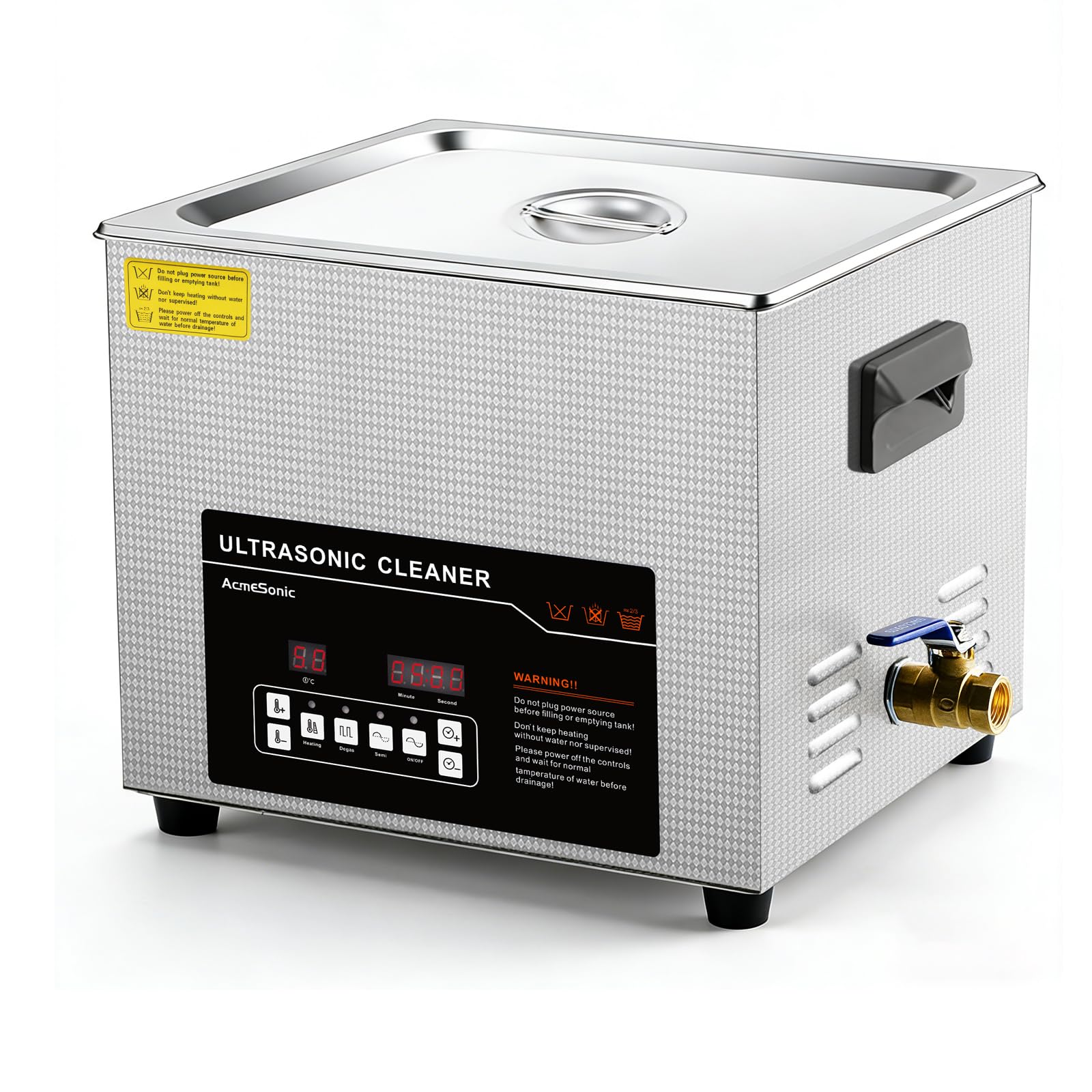 ACMESONIC Ultrasonic Cleaner 15L Dual-Frequency Professional Digital Stainless Steel Cleaning Machine with Heater Timer for Denture, Coins, Small Metal Parts, Circuit Board, Lab Tools, etc