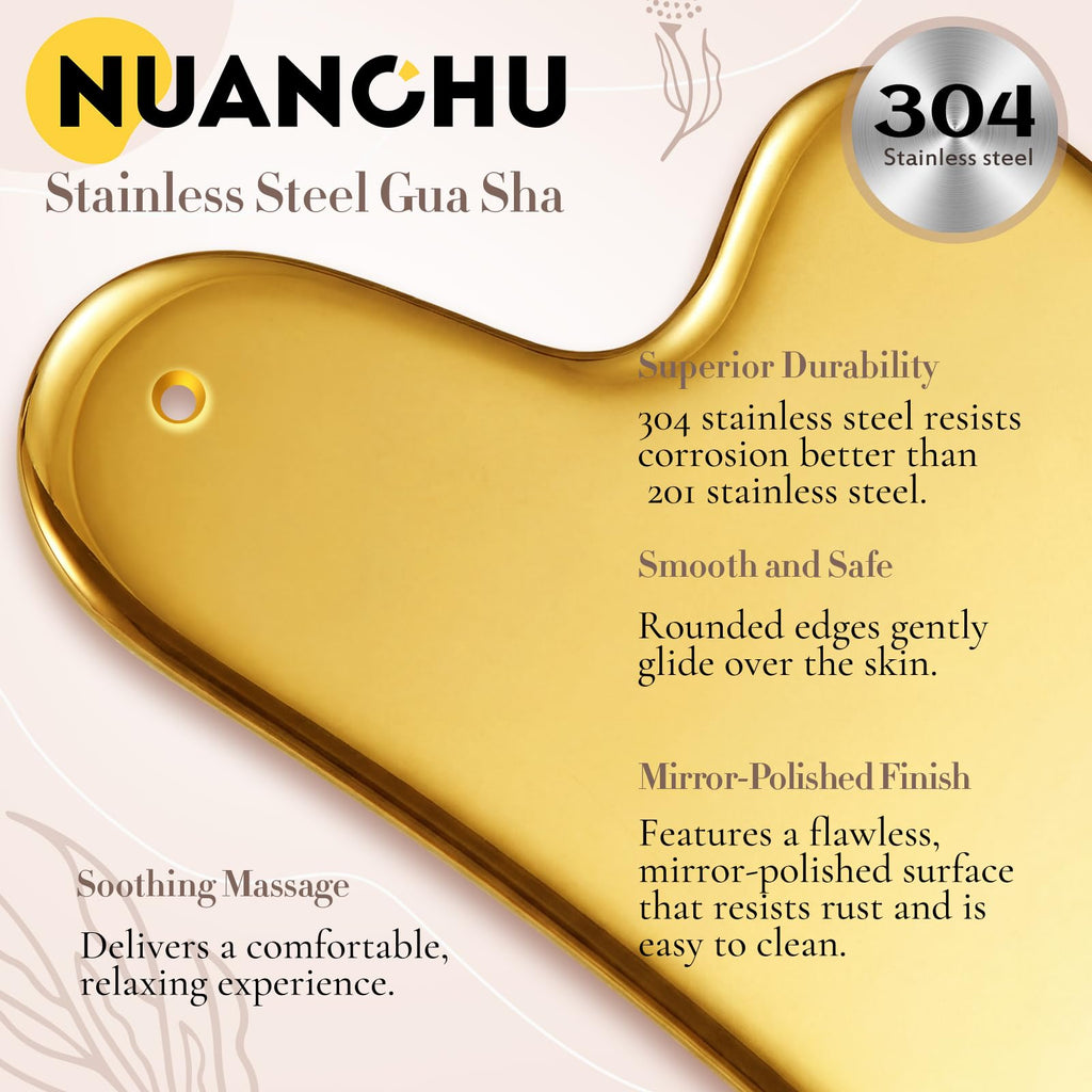 Nuanchu 304 Stainless Steel Gua Sha Facial Tool Gold