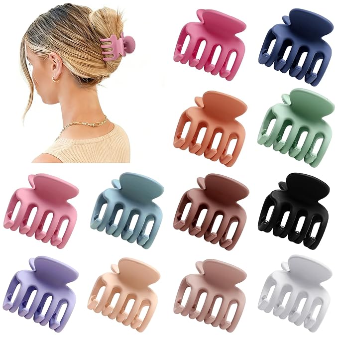 Sisiaipu 12Pcs Hair Clips for Women 1.8 Inch Small Claw Clips for Thin Hair Medium Hair Claw Clips for Thick Hair Accessories for Women Girls (Colorful)
