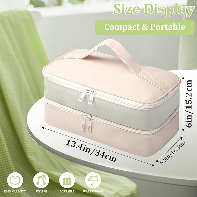 Sambois Travel Carrying Case for Shark Flex Style, Double Layer Storage Case for Shark SpeedStyle Hair Dryer Attachments, Waterproof PU Leather Organizer Bag for Shark Airwrap Styler (Gray&White)