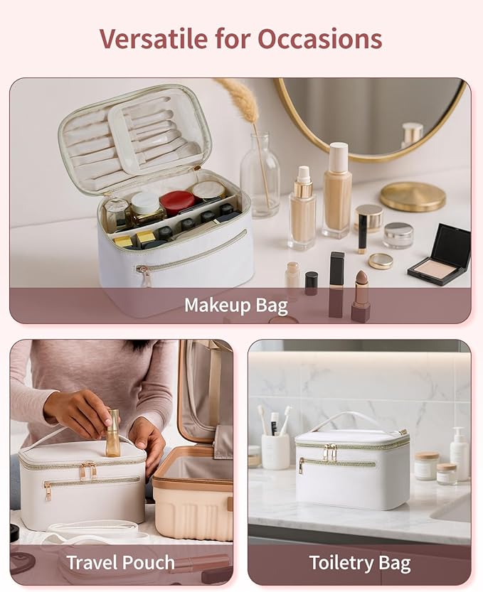 Wandering Nature Makeup Bag, Women Travel Make Up Vanity Case with Handle