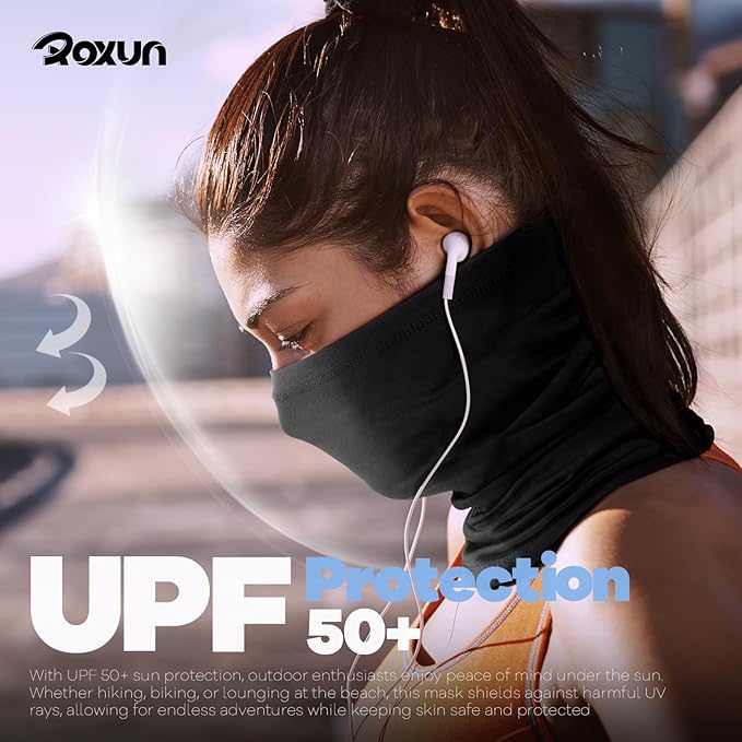 ROXUN Neck Gaiter, 4 Pack Summer Cooling Breathable Face Mask for Outdoors