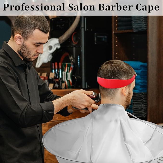 Hair Cutting Capes for Adults, Professional Salon Barber Cape Set, Foldable Waterproof Self Haircut Kit for Men Women, Haircut Cape Apron Self Cut System Accessories, Red