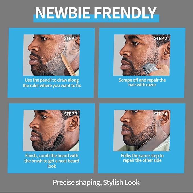 Noerrors Barber Pencil for Lineup Magic Hairline Pencils Barber Chalk Set Beard Guide Pen with Sharpener Ruler Brush for Hair Design Shaping Makeup Tool for Men #White Beige Skin Tone Black Brown Tan