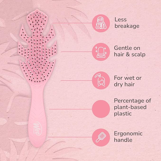 Wet Brush Go Green Hair Detangler Brush, Pink - Detangling Hair Brush - Ultra-Soft IntelliFlex Bristles Glide Through Tangles & Gently Loosens Knots While Minimizing Pain, Split Ends & Breakage