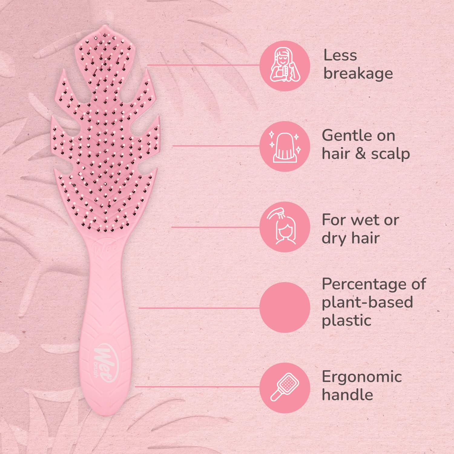 Wet Brush Go Green Hair Detangler Brush, Pink - Detangling Hair Brush - Ultra-Soft IntelliFlex Bristles Glide Through Tangles & Gently Loosens Knots While Minimizing Pain, Split Ends & Breakage