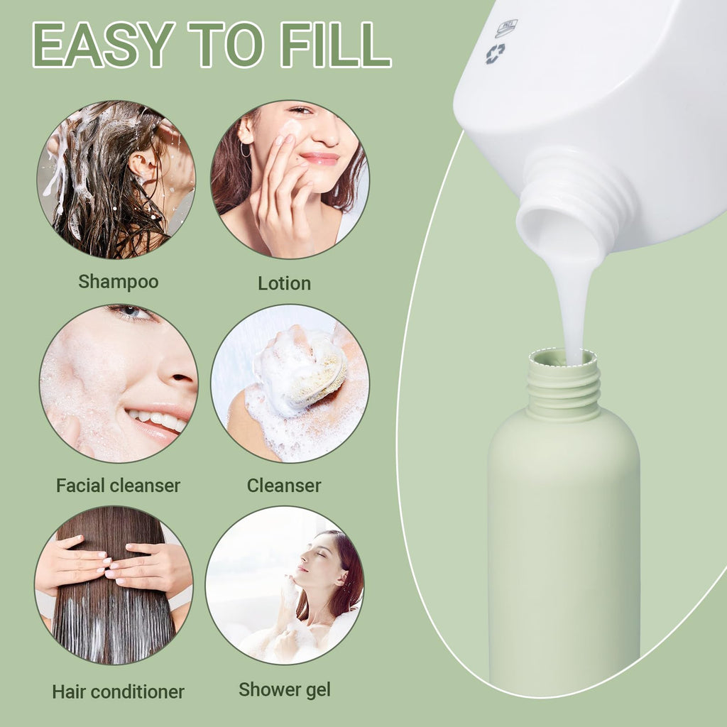 UMETASS 8.8oz Travel Essentials Shampoo Bottles for Toiletries,Empty Plastic Squeeze Bottles with Flip Cap for Tavel Size Shampoo and Conditioner (3 pack, green)