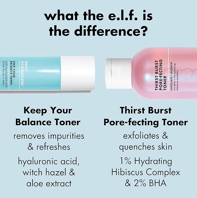 e.l.f. SKIN Thirst Burst Pore-fecting Toner Mini, Hydrating for Face, Smooths, Plumps, Pore-Minimizing, Infused with Salicylic Acid, Vegan & Cruelty-Free