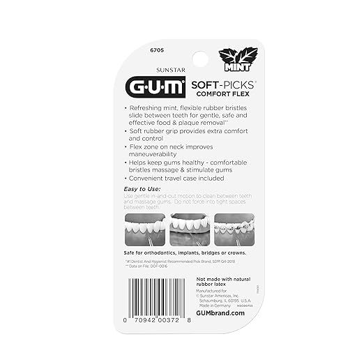 GUM Soft-Picks Comfort Flex Mint – Easy-to-Use Interdental Picks for Plaque Removal Health with Convenient Carry Case, Dentist Recommended, 80 Count (Pack of 4) 320 Total