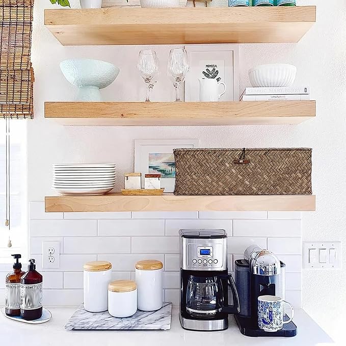 Sumnacon Seagrass Storage Basket with Lid Wicker Storage Baskets with Sections,Small Woven Shelf Basket for Toiletries Tampon, Seagrass Basket for Shelf Bathroom Toilet Table Counter,Coffee