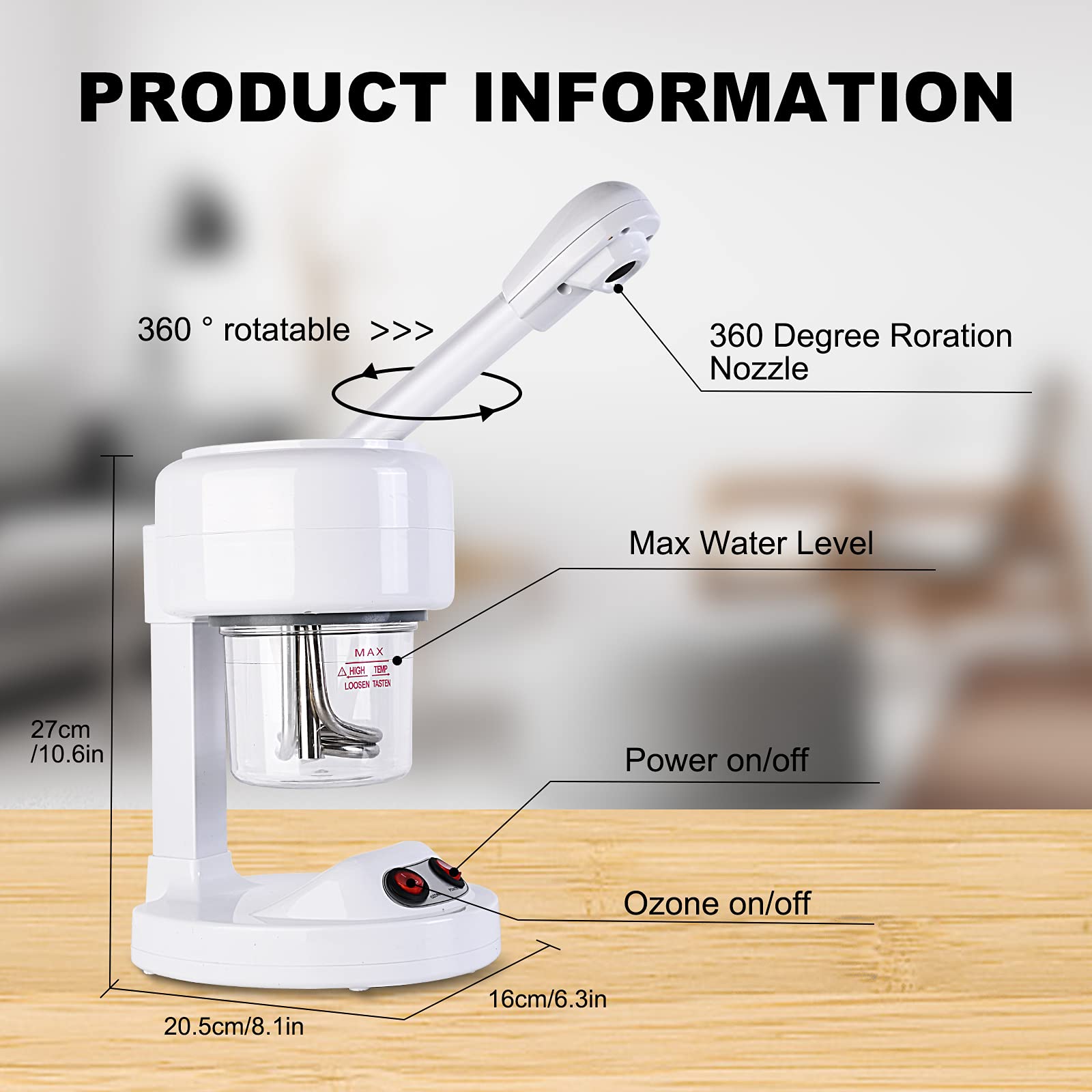 Mini Facial Steamer for Salon and Spa - Desk Ozone Face Steamer for Personal Care - Portable Steam Machine