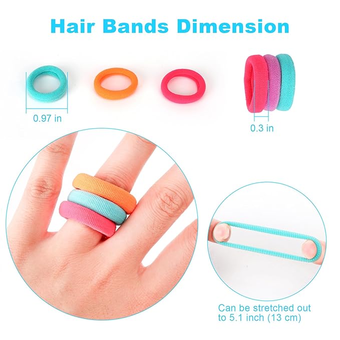 Baby Hair Ties, Cotton Toddler Hair Ties for Girls, Kids Seamless Hair Bands, Girls Elastic Ponytail Holders, Diameter 0.97 Inch and Assorted Colors by Qarwayoc