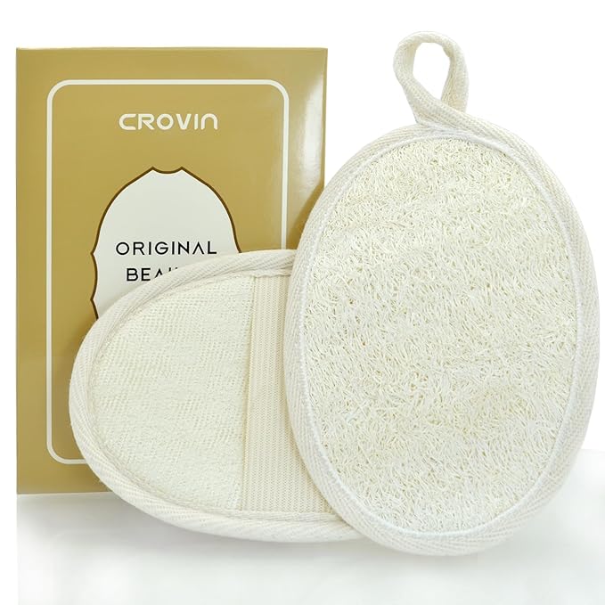CROVIN Natural Loofah Exfoliating Body Scrubber, Shower Loofah Sponge Pack