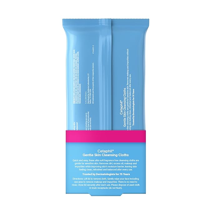 Cetaphil Cleansing Face & Body Wipes, Fragrance Free, 50ct, 2-Pack
