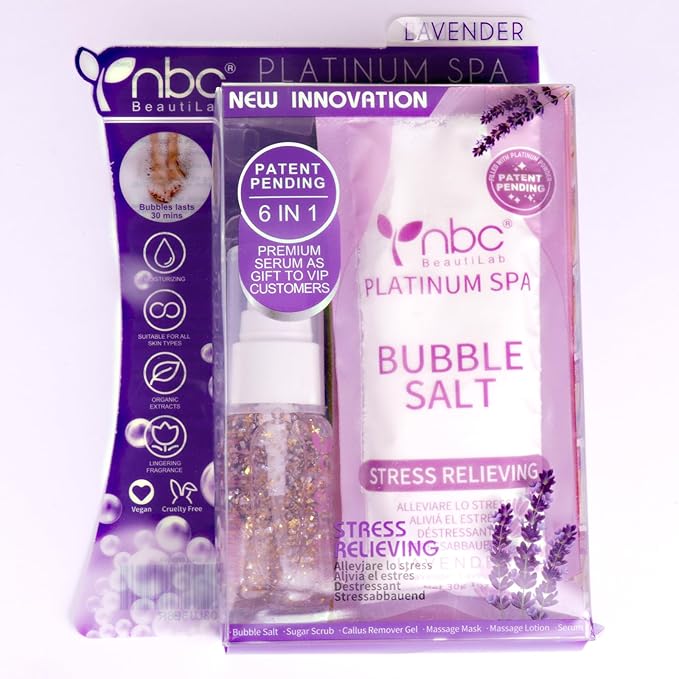 nbc BeautiLab Pedicure Foot Soak Set - Upgraded 6 in 1 Foot Spa, Foot Bath Spa, Pedicure Kit for Tired & Dry Cracked Feet, Athletes Feet, Bad Odor, Softens Calluses (3 Set Lavender)