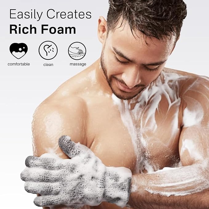 Yiclick Heavy Exfoliating Gloves 4Pcs, Exfoliating Mitts, Body Scrubber for Bath Shower Exfoliation, Body Scrub Exfoliator for Dead Skin Remover, Exfoliate Sponge Loofah Washcloth Men Women