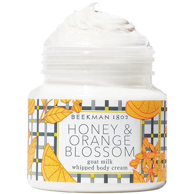 Beekman 1802 Whipped Body Cream – Rich Body Butter & Moisturizing Body Cream, Goat Milk Lotion, Shea Butter & Vitamin E, Hydrating Body Moisturizer for Dry Skin - Honey & Orange Blossom 8 oz