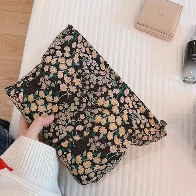 SxoSyo Flowers Makeup Bag for Women, Embroidery Cosmetic Bags