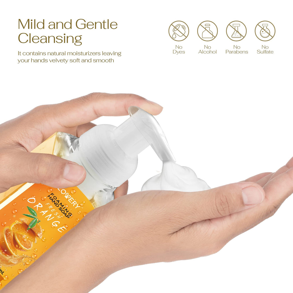 Foaming Hand Soap-Pack of 3-Moisturizing Hand Soap with Aloe Vera & Essential Oils-Alcohol-Free Hand Wash in Fresh Orange Scent-Scented Hand Wash for Kitchen or Bathroom-Free Flawless Crystal Bracelet