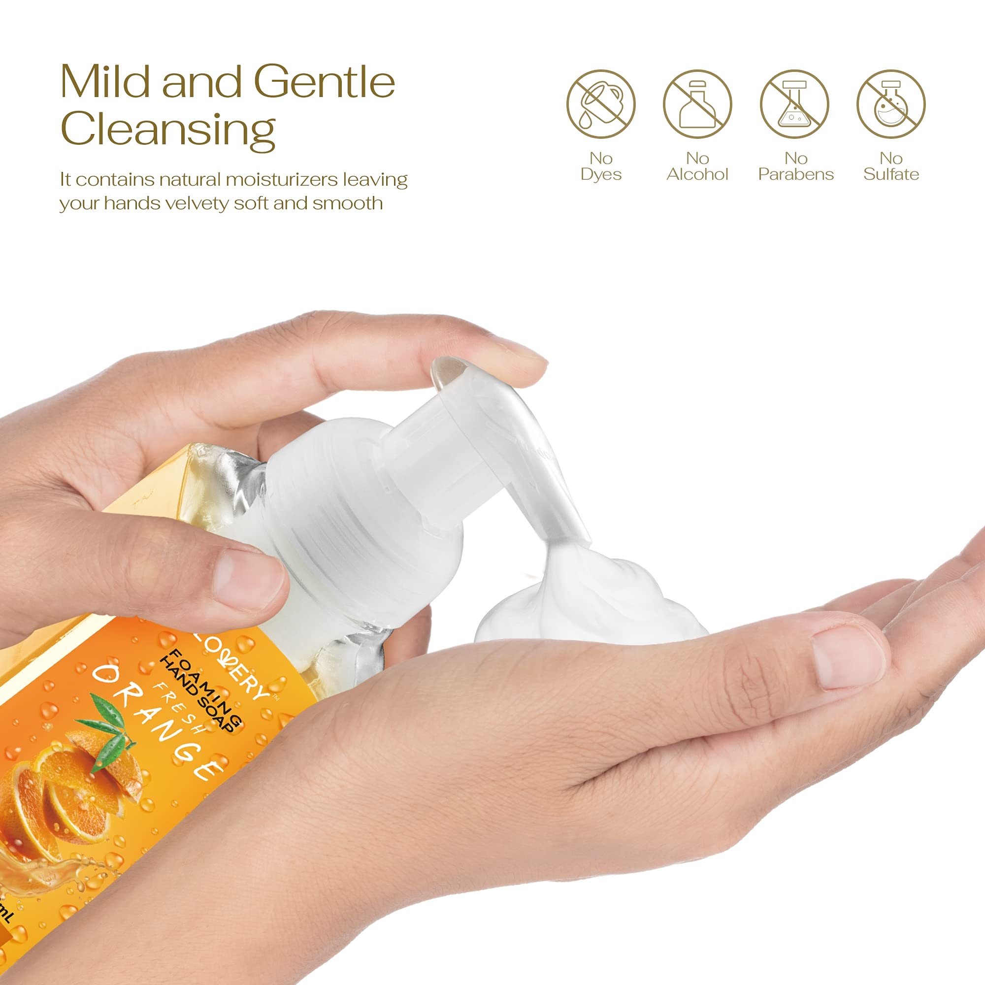 Foaming Hand Soap-Pack of 3-Moisturizing Hand Soap with Aloe Vera & Essential Oils-Alcohol-Free Hand Wash in Fresh Orange Scent-Scented Hand Wash for Kitchen or Bathroom-Free Flawless Crystal Bracelet