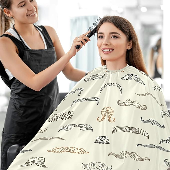 visesunny Mustache Men Barber Cape Anti-Static Hair Cutting Cape with Snap Closure Professional Salon Polyester Beard Shaving Bib Water-Resistant Hairdressing Cape Adjustable Snap