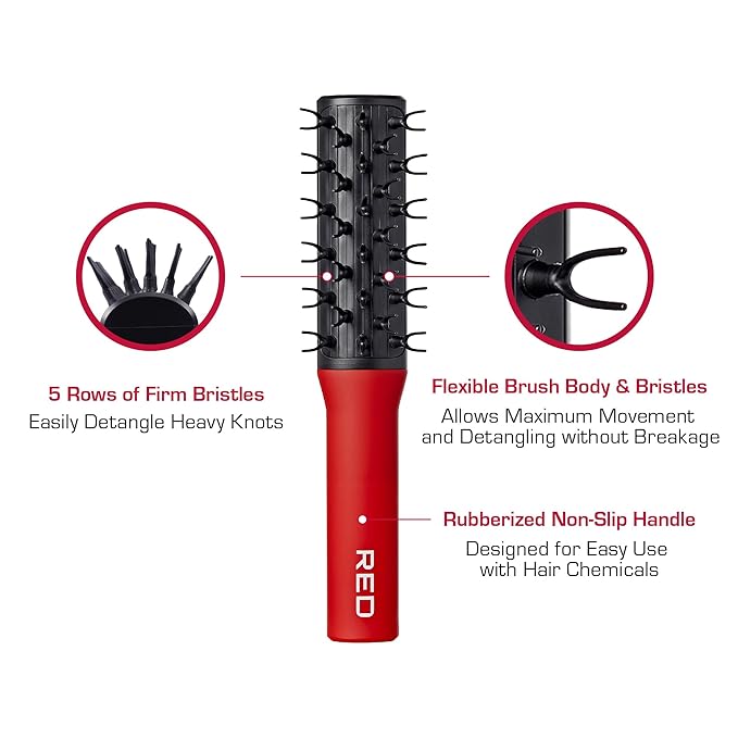 RED by Kiss Detangling Hair Brush for Adults & Kids, Hair Detangler for Curly, Natural, Afro, Wavy Hair, Glides Through Tangles with Ease, Firm & Flextible Bristles (Flexi-Claw Hairbrush)