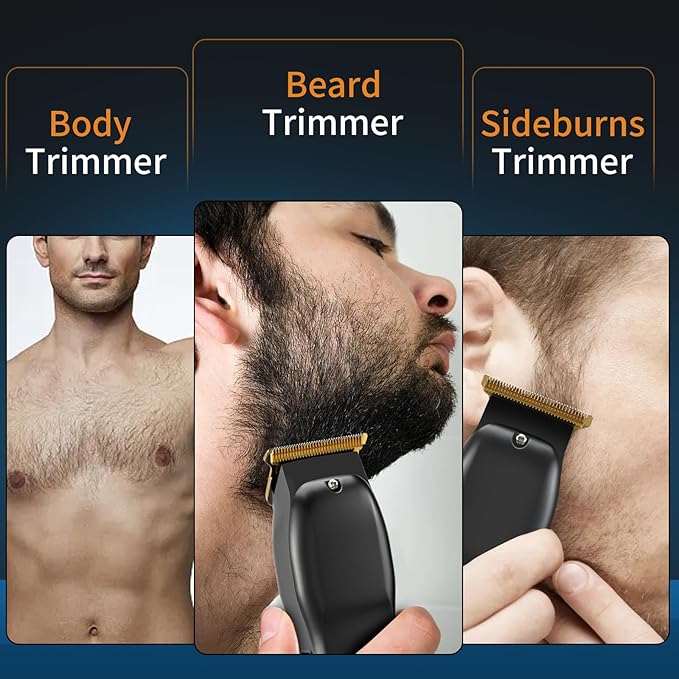 Elehomyou Beard Trimmer for Men - Rechargeable Men's Hair Clippers & Razor, Cordless Hair Trimmer & Shaver for Face, Neck, Groin & Manscaping, Ideal Gift for Men, Black