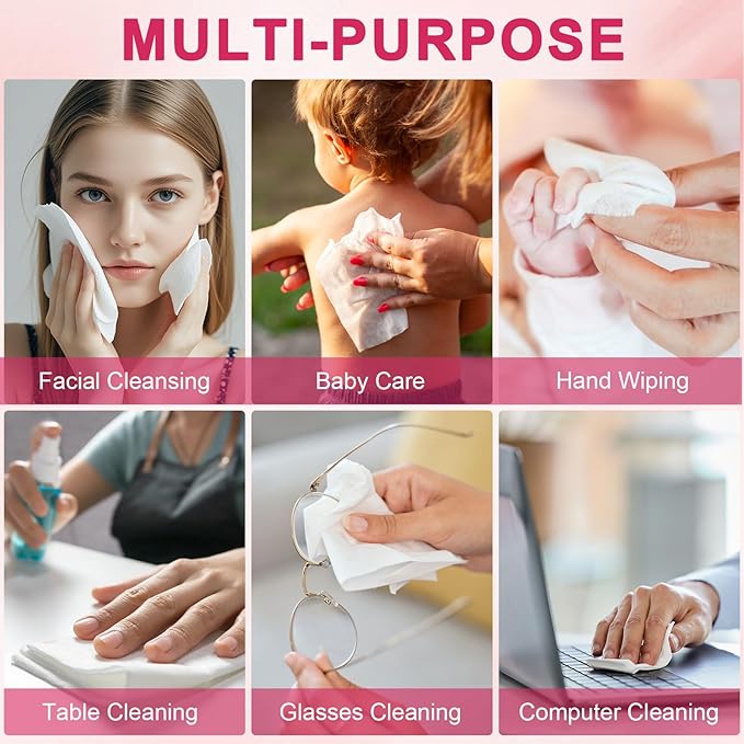 FACEMADE 60 Count Disposable Face Towels, 100% USDA Biobased Face Towelettes Disposable, Clean Facial Towels for Makeup and Clean Skin, Super Soft and Thick Dry Wipes Club