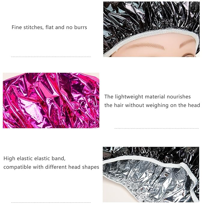 ArrErr 4 Pack Aluminum Foil Heat Cap Reusable Hair Streamer Deep Conditioning Caps Hair Processing Caps for Hydrating Argan Oil Hair Mask Deep Conditioner Perm Coloring Dye Damaged Hair Color-Treated