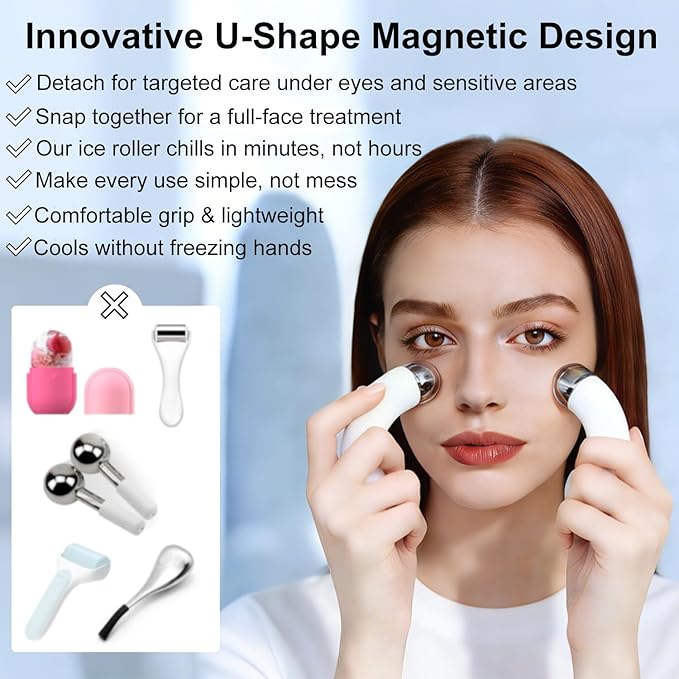 Daelala Ice Roller for Face and Eye, Magnetic Ice Globes for Wrinkles, Lifting, Depuff Face, Cold Facial Roller, Self Skin Care Cooling Items for Women