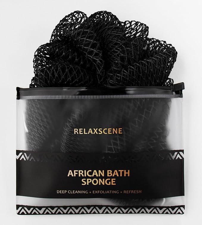 African Net Sponge Authentic - Exfoliating Back Scrub Bath Sponge with Knots - Afro Scrub Body Scrubber Exfoliator Washcloth - African Body Care Daily Use Shower Essentials