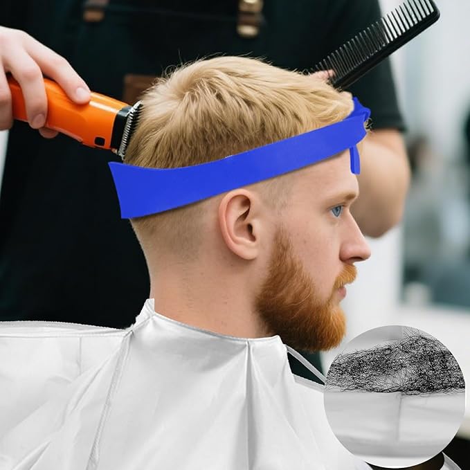 Fade Haircut Guide for Men,Hair Cutting Kit,Include Self Haircut Guide & Cape Umbrella Waterproof,Cutting Combs for Hair Stylist, Adjustable Blue Fade Hair Cutting Guide, Salon Supplies for Home