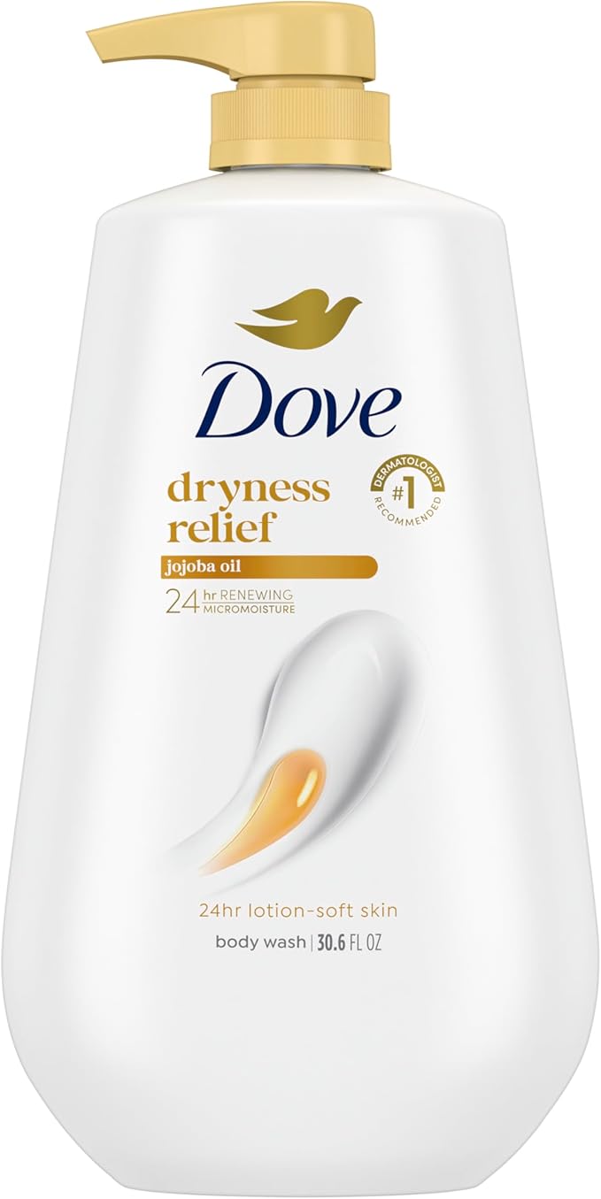 Dove 24hr Lotion Body Wash Dryness Relief with Jojoba Oil, 30.6 oz | Moisturizing body wash with MicroMoisture for dry skin