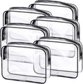 CHICAUP 6 Pieces Clear Makeup Bags Bulk TSA Approved Toiletry Bag for Travel PVC Waterproof Clear Cosmetic Pouch with Zipper for Men and Women Carry-on Travel Essentials (Black)