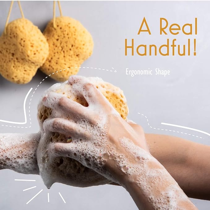 myHomeBody Bath Sponge, Foam Loofah, Shower Sponge for Body, Curvy, 2 Pack