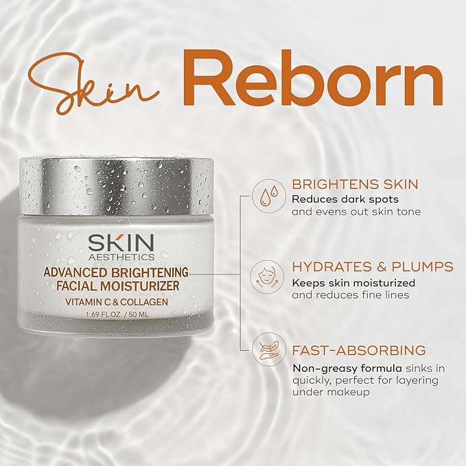 Skin Aesthetics Vitamin C & Collagen Face Moisturizer - Anti-Aging, Hydrating, Fine Lines & Wrinkles, Brightening - Dermatologist Tested Korean Skincare - Clean Beauty, Cruelty-Free - Duo Pack