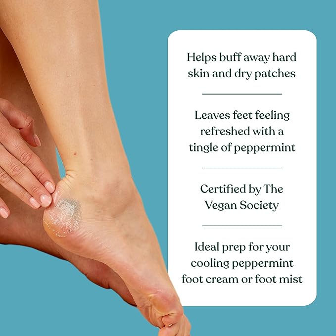 The Body Shop Peppermint Invigorating Foot Scrub | Cooling Exfoliator for Dry Cracked Feet | Vegan, 100 ml / 3.3 oz