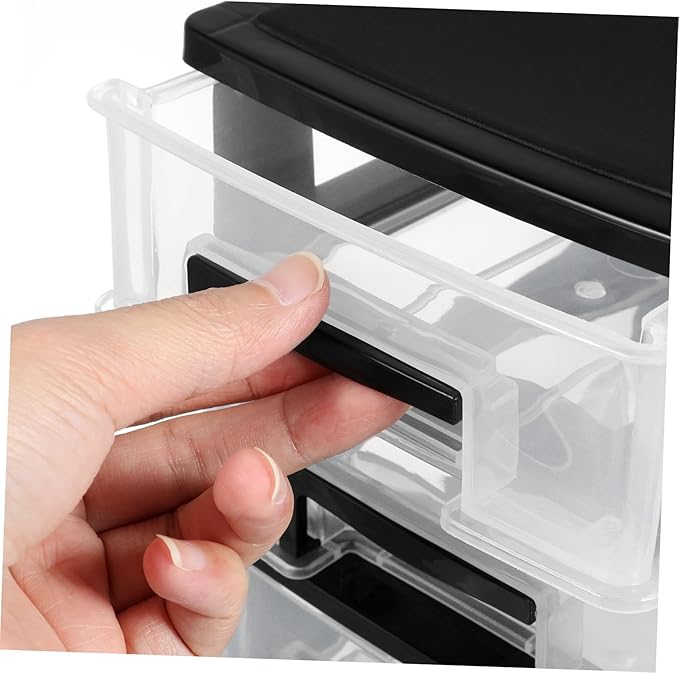Beaupretty 3 Drawer Cosmetics Organizer Shelving Unit Desk Storage Organizer Desk with Drawers Handbag Transparent Desktop Bin Sundries Holder Sock Office Refrigerator