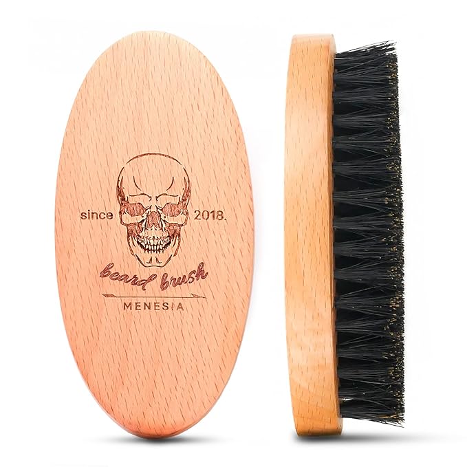 Menesia Walnut Wood Boar Bristle Beard Brush for Men