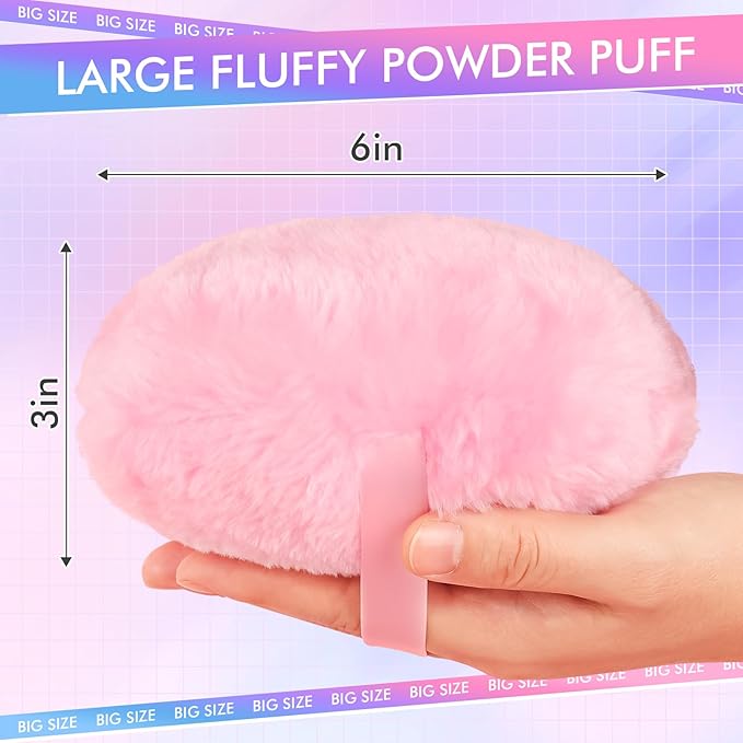 WSYUB Body Powder Puff, Powder Puff for Body Powder, 6 Inch Extra-Large Powder Puffs,Ultra Soft Fluffy Velour Powder Puff, Pink