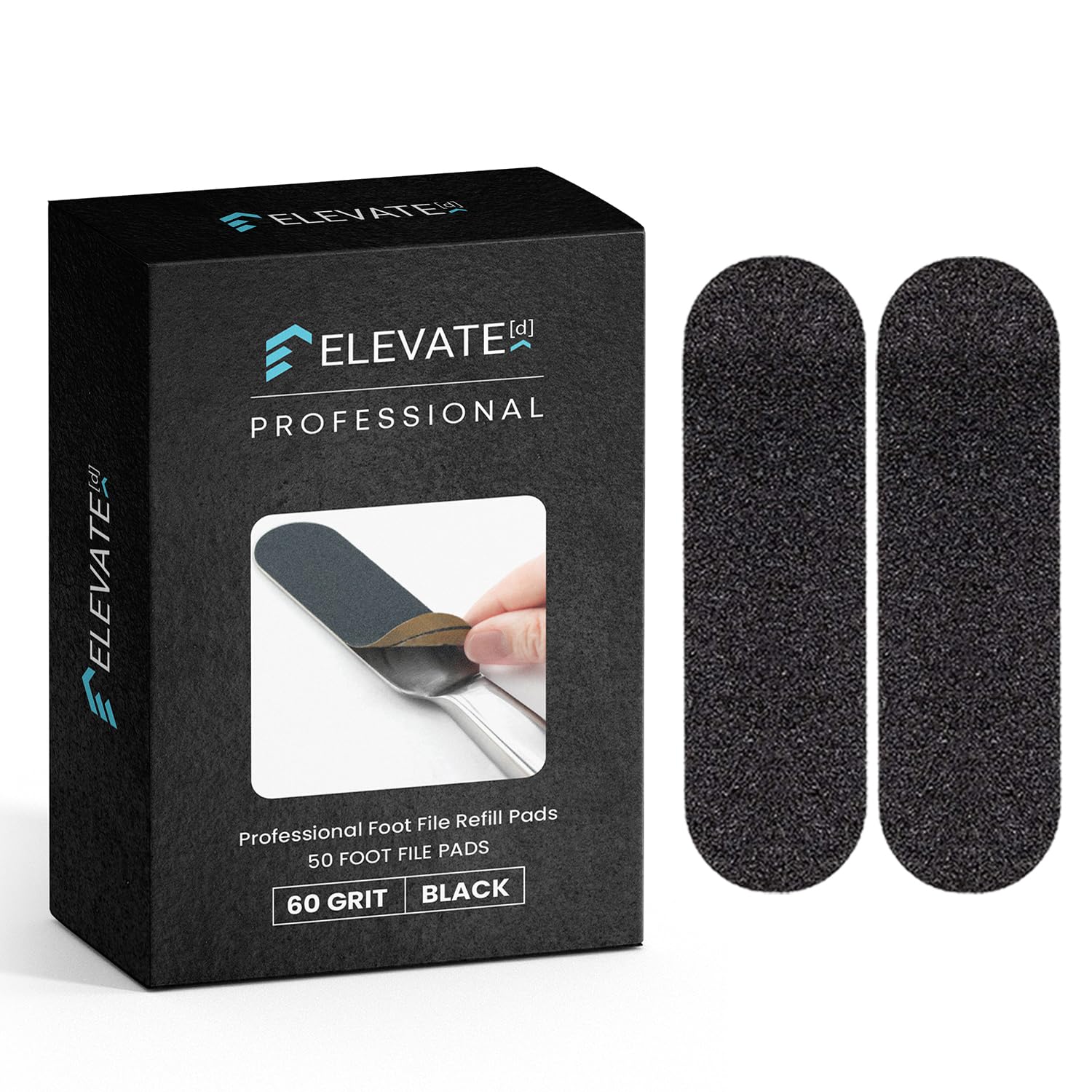 Professional Pedicure File Refills - Pack of 50 Foot File Replacement Pads 60-Grit (Course) - Black - Disposable Foot Files for Pedicures - Pedi Foot File Pads with Water Resistant Strong Adhesive