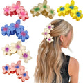 YONOY 6Pcs Flower Hair Clips for Women,Non-Slip Matte Flower Hair Clips for Women,Hawaiian Hair Flower Clip Large Plumeria Strong Hold Hair Claws Banana Cute Clip Beach Hair Accessories