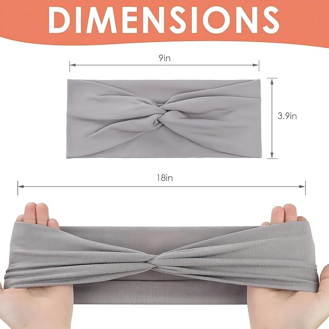 Stretchy Wide Headbands for Women - 12 Pcs Non Slip, Absorbed Sport Headband Soft Twist Knotted Headbands for Daily Life Yoga Workout (12 Color1)