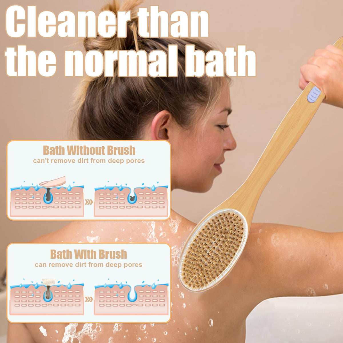 Back Scrubber for Shower,Bath Brush with Long Handle,Men and Women (Blue)