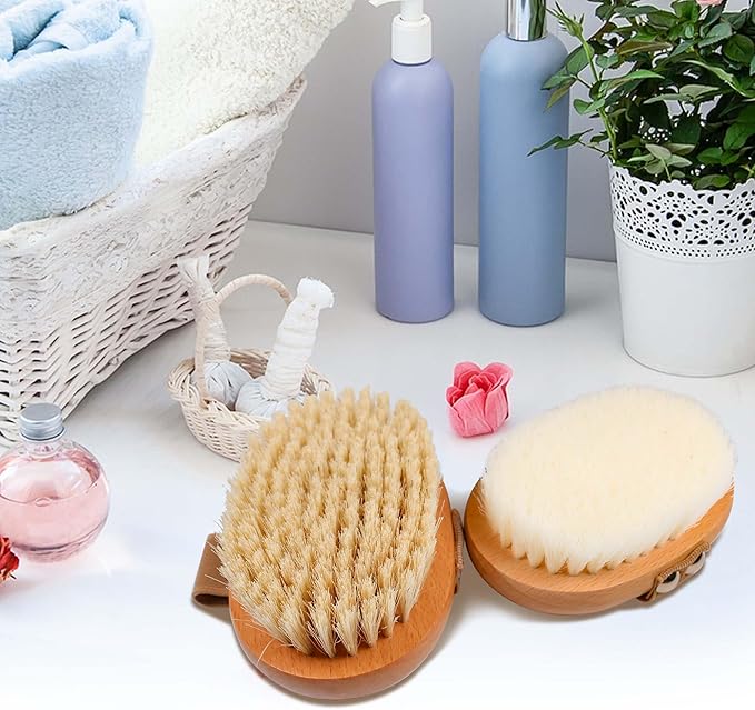 OWIIZI Dry Brushing Body Brush Wooden Body Scrubber Exfoliator