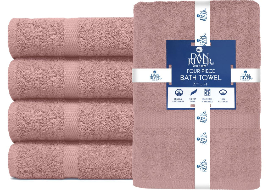 DAN RIVER 600 GSM Cotton Large Bath Towels Set of 4, 27 x 54 Inches