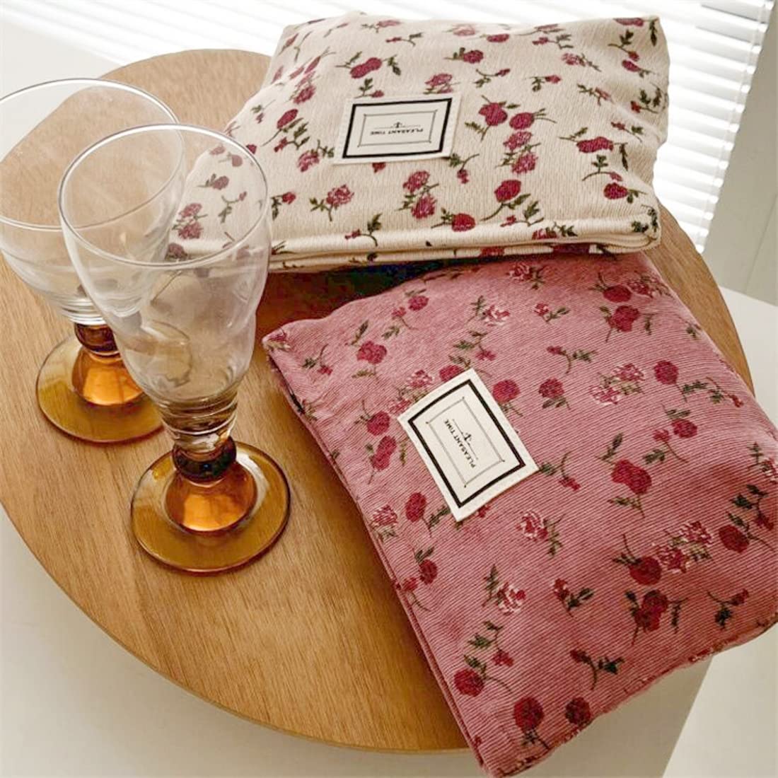 SxoSyo Cosmetic Bags for Purse, Floral Makeup Bag, Dark Red Rose
